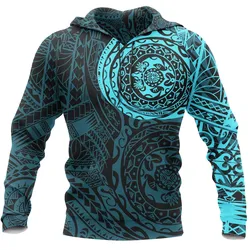 Alohawaii Clothing - Hoodie Polynesian Tattoo Style - Blue 02 A7