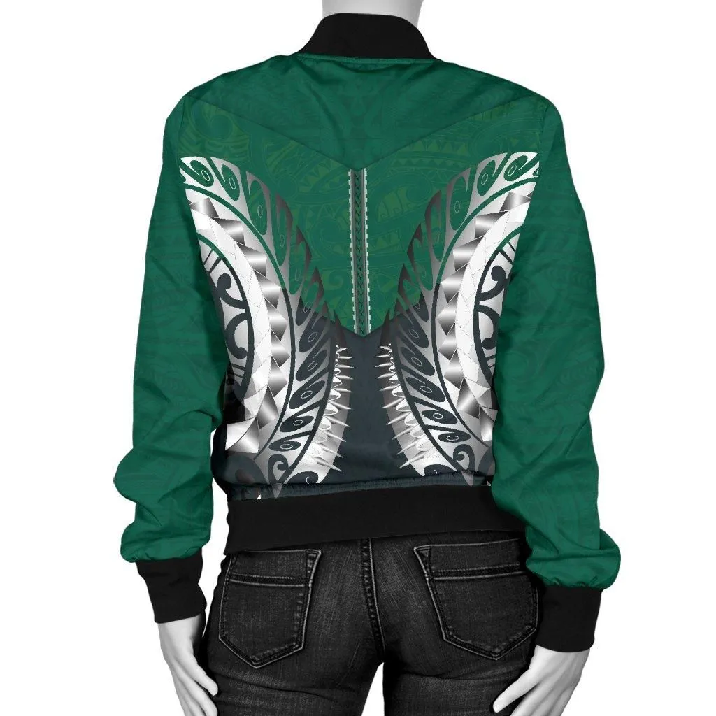 Koru Polynesian Tattoo Women Bomber Jacket