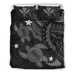 FamilyGater Bedding Set - Cover and Pillow Cases Hawaiian - Hawaii Polynesian Turtle Hibiscus - Gray - AH - J4