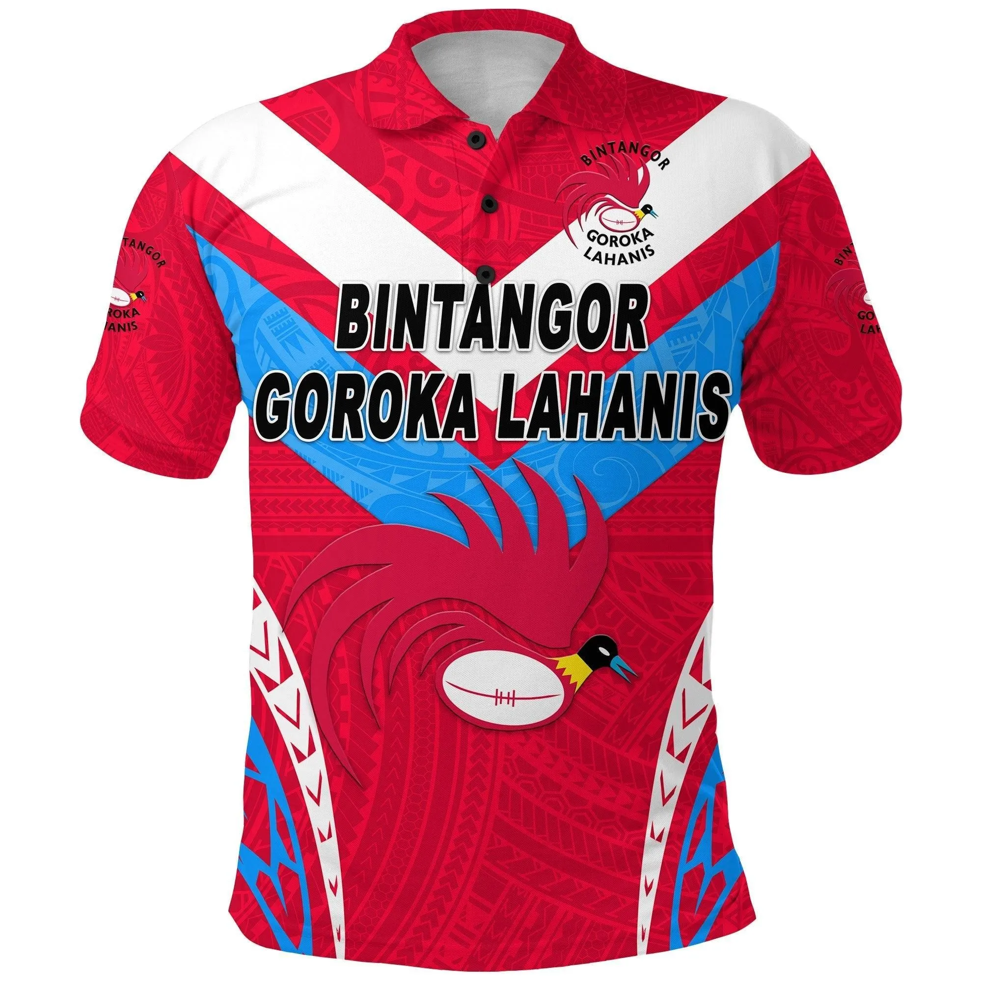 (Custom Personalised) Papua New Guinea Bintangor Goroka Lahanis Polo Shirt Rugby Original Style - Red, Custom Text And Number LT8
