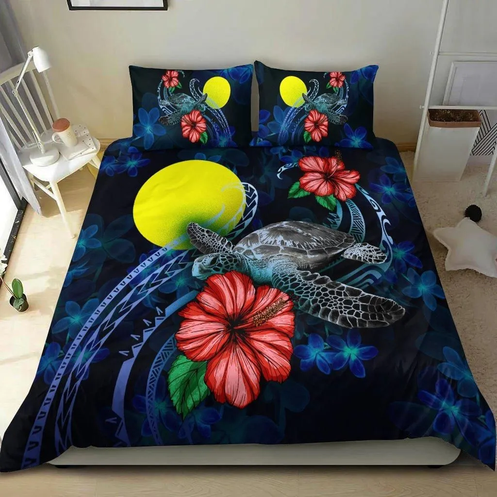 Palau Islands Polynesian Bedding Set - Blue Turtle Hibiscus