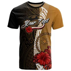Chuuk Micronesia Custom Personalised T Shirt - Coat Of Arms With Hibiscus Gold