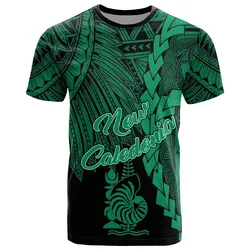 New Caledonia Polynesian T-Shirt - Tribal Wave Tattoo Green