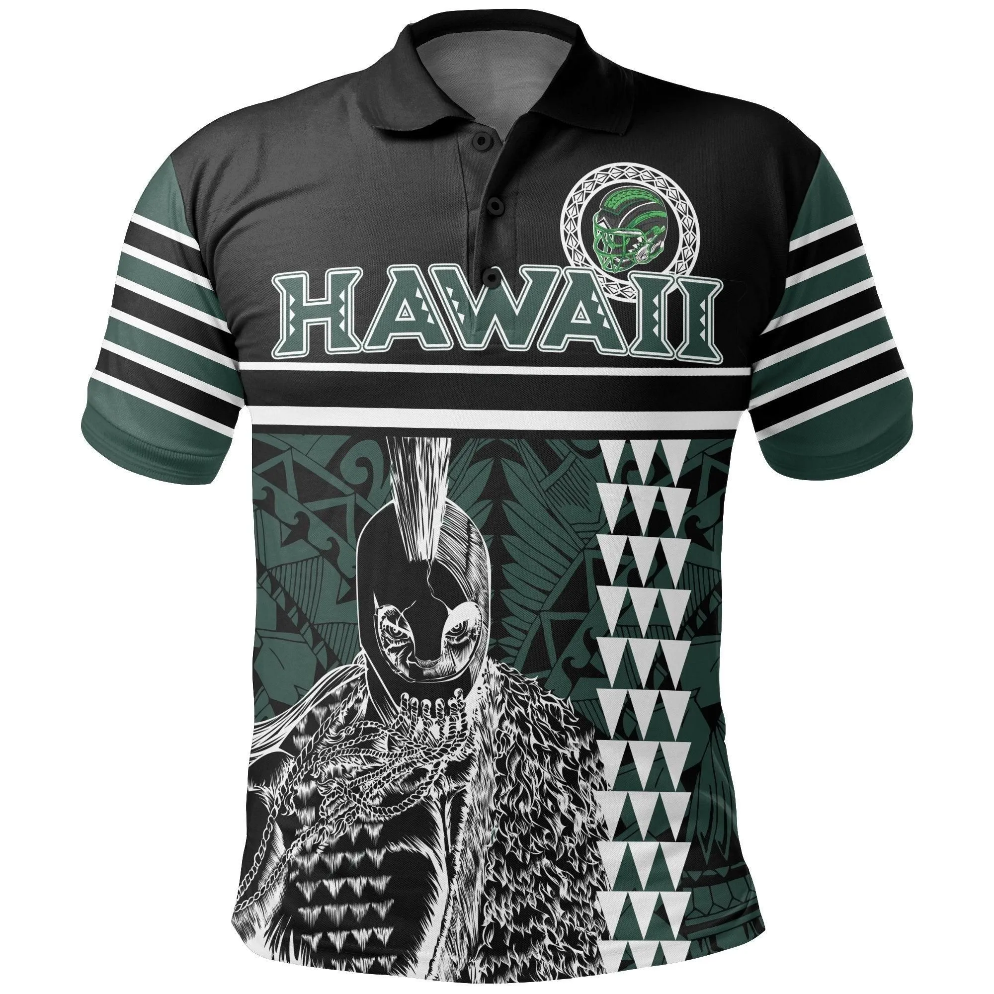 Personalised - Hawaii Kakau Polynesian Warrior Football Polo Shirt - AH - Rainbow Style