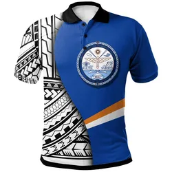 Marshall Islands Polo Shirt - Coat Of Arm and Polynesian Patterns