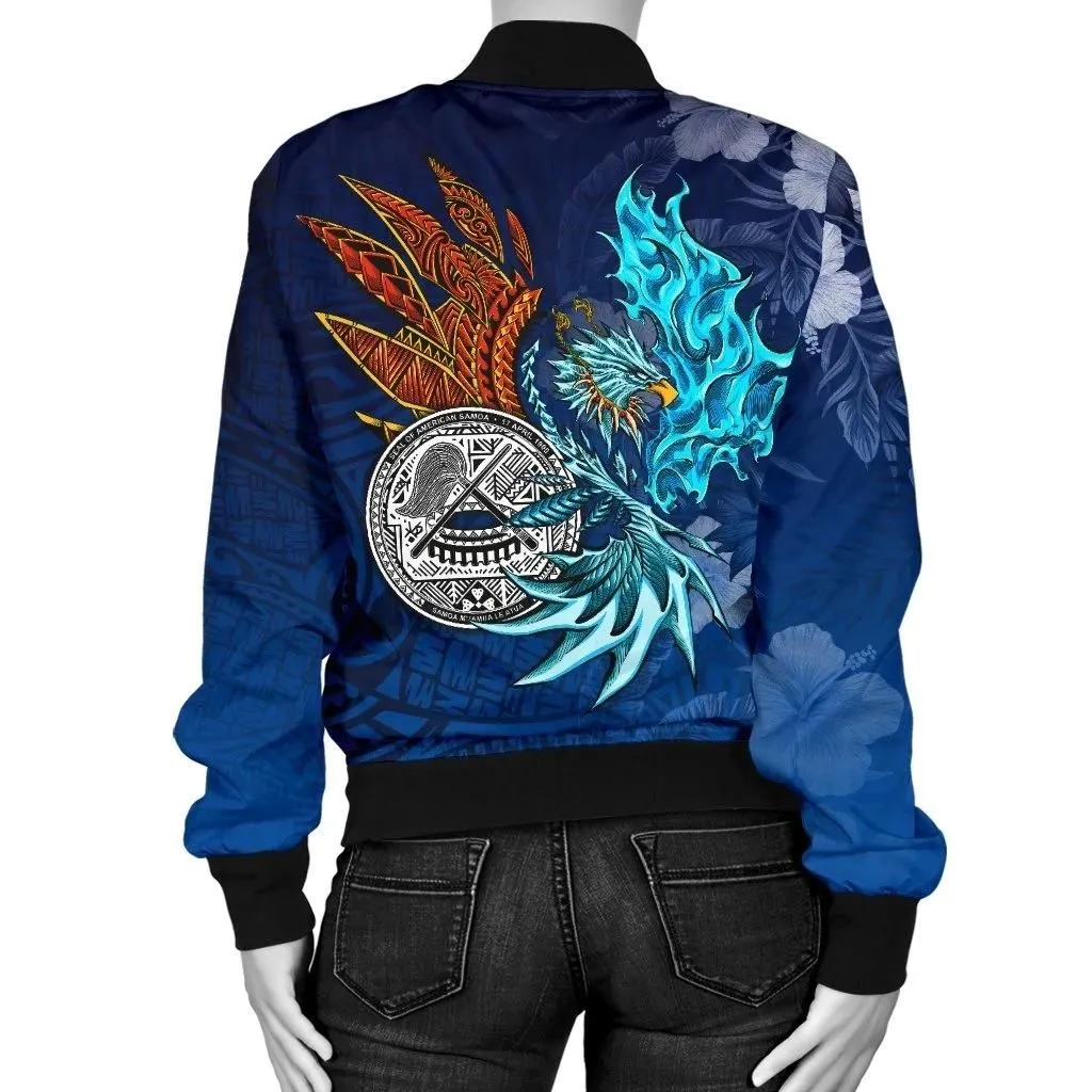 Alohawaii Jacket - Bomber Jacket American Samoa Polynesian - Blue Polynesian Eagle - BN15