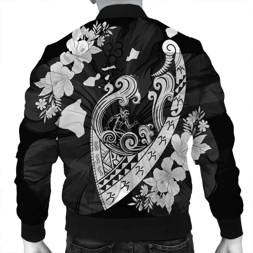 Hawaiian Fish Hook Hibiscus Banzai Surfing Polynesian Bomber Jacket