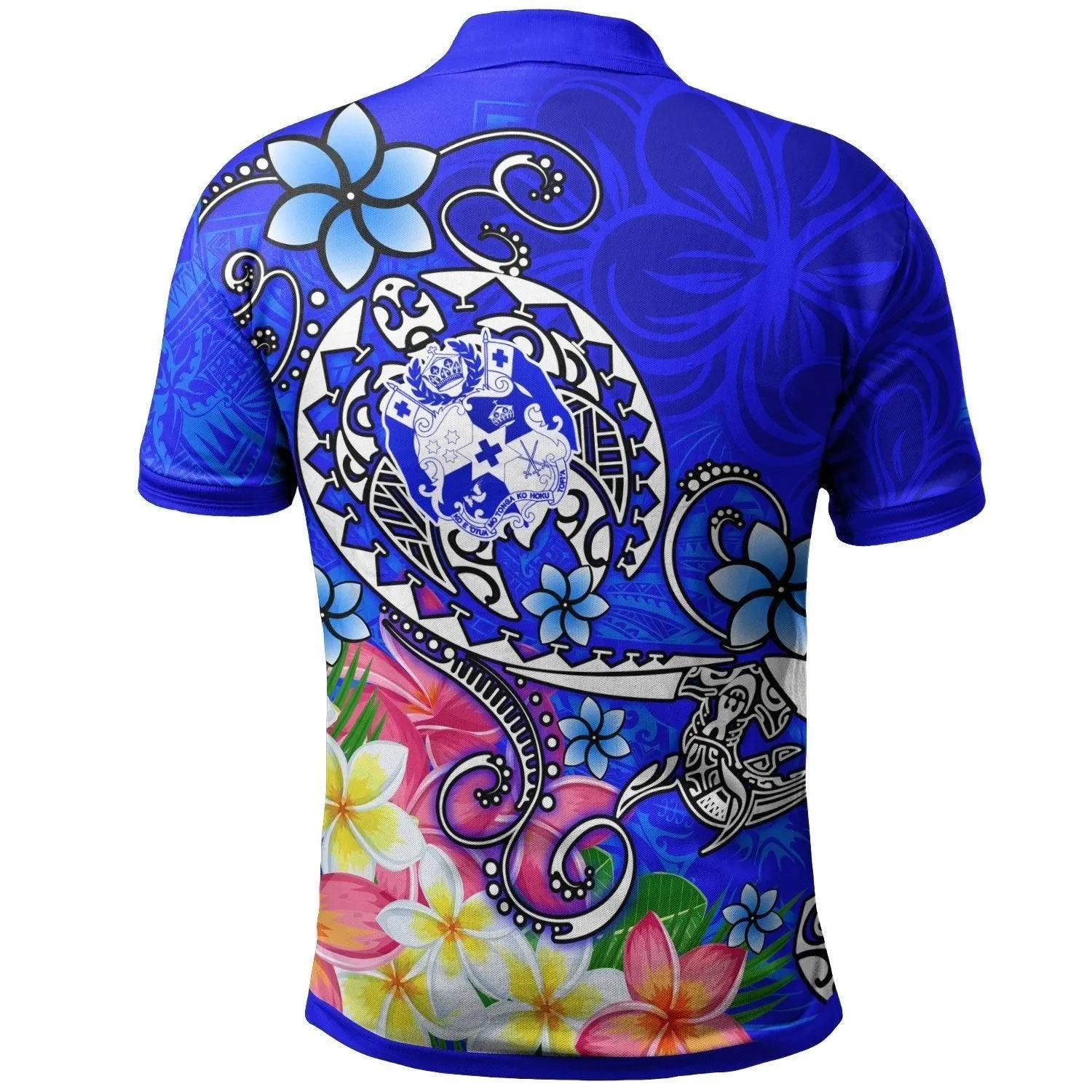 Tonga Polo Shirt - Turtle Plumeria (BLUE)