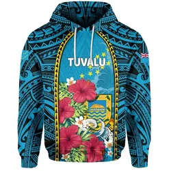 Alohawaii Clothing - Hoodie Tuvalu Coat Of Arms Polynesian With Hibiscus And Waves Th65