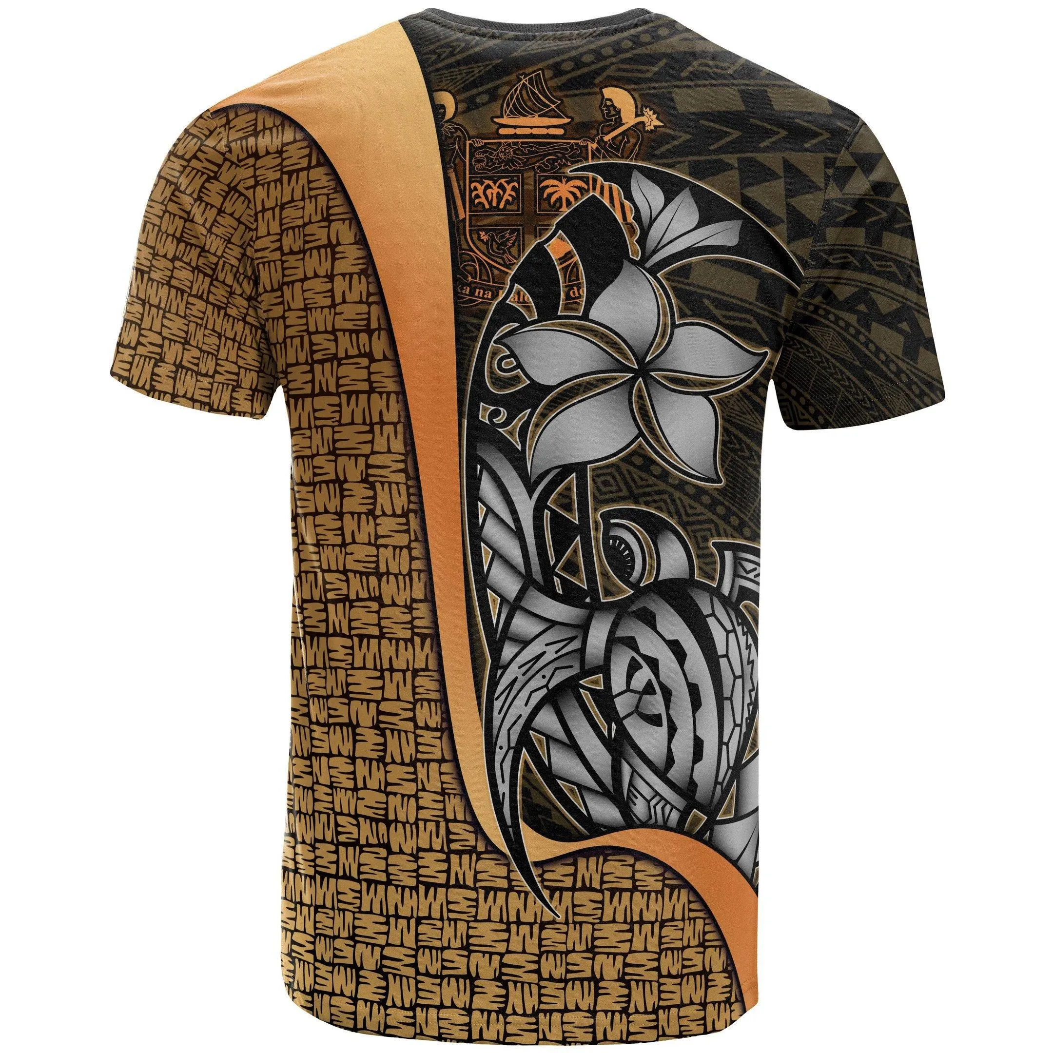 Alohawaii T-Shirt - Tee Fiji Polynesian Gold Coat Of Arm - Turtle with Hook - BN11