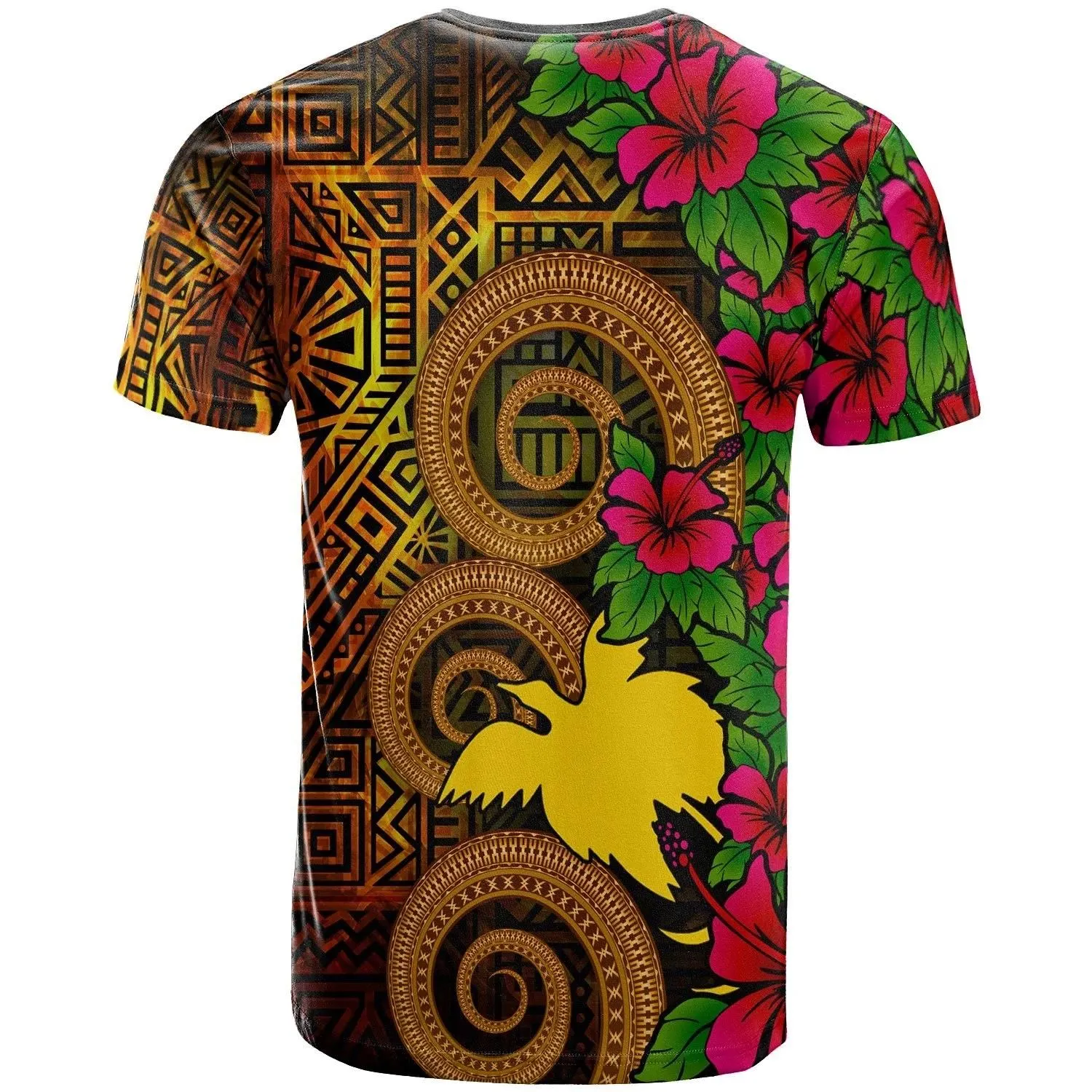 Papua New Guinea Polynesian Custom Personalised T-Shirt - Hibiscus Vintage - BN12