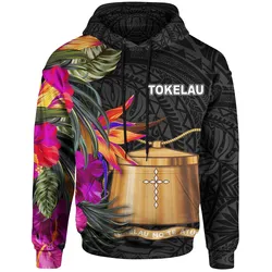 Tokelau Hoodie - Polynesian Hibiscus Pattern