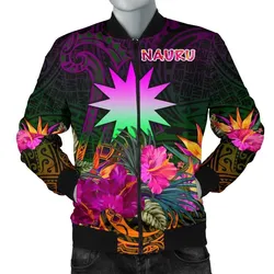 Nauru Mens Bomber Jacket - Summer Hibiscus
