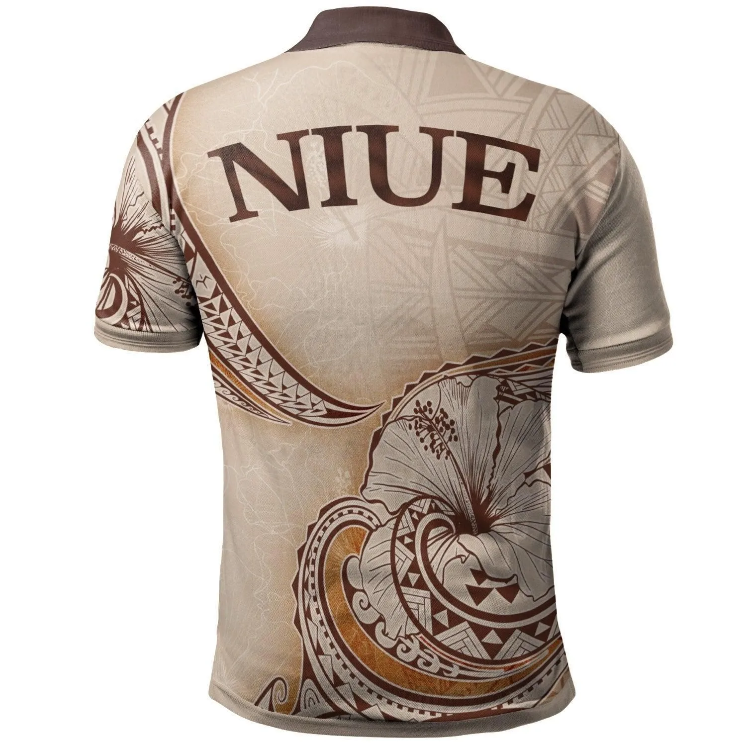 Niue Polo Shirt - Hibiscus Flowers Vintage Style