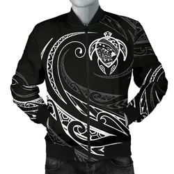 Alohawaii Jacket - Hawaii Turtle Map Polynesian Mens Bomber Jacket - White - Frida Style - AH J9