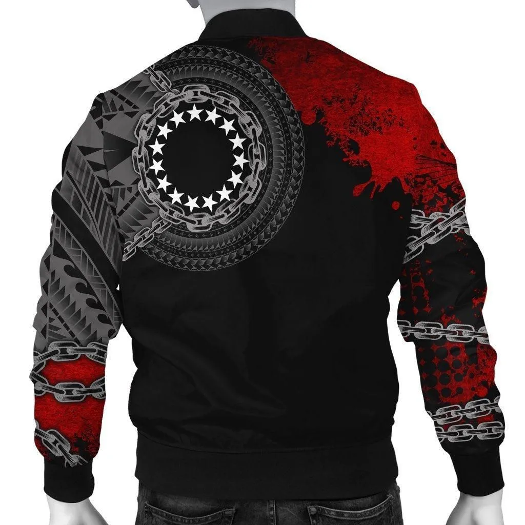 Cook Islands Polynesian Personalised Mens Bomber Jacket - Polynesian Chain Style