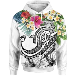 Fiji Polynesian Hoodie - Summer Plumeria (White)