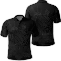Hawaiian Map Turtle Hibiscus Polynesian Polo Shirt - Gray - AH