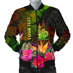 New Caledonia Polynesian Personalised Men's Bomber Jacket- Hibiscus and Banana Leaves - BN15
