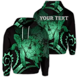 Alohawaii Hoodie - (Personalised) Hawaiian - Hawaii Turtle Hibiscus Polynesian Vintage Hoodie - Green - AH - J4R