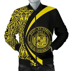 Hawaii Coat Of Arm Polynesian Mens Bomber Jacket - Circle Style 03