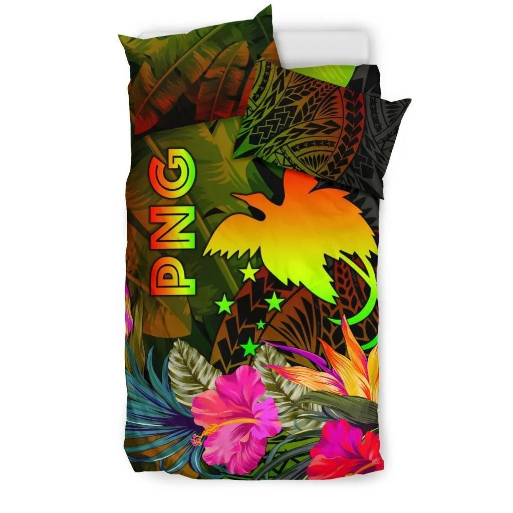 Papua New Guinea Polynesian Bedding Set -  Hibiscus and Banana Leaves - BN15