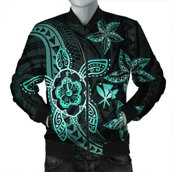 Alohawaii Jacket - Kanaka Map Hibiscus Plumeria Turtle Art Turquoise Polynesian Bomber Jacket - AH - JR
