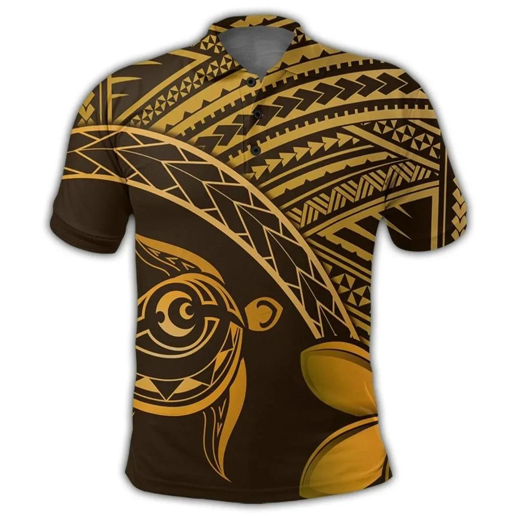 Alohawaii Shirt - Hawaiian Turtle Plumeria Kakau Polynesian Quilt Polo Shirt Neo Brown AH - J0R