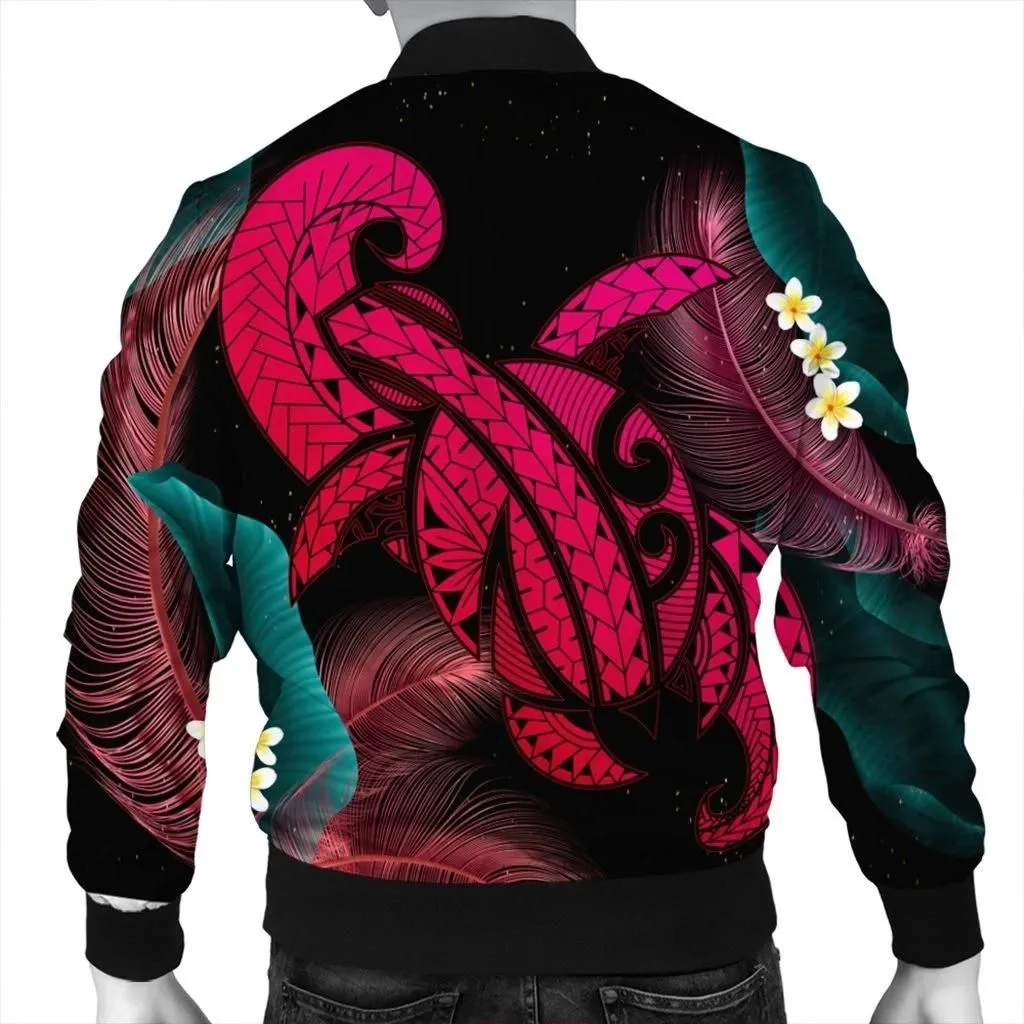 FamilyGaterJacket - Hawaii Turtle Polynesian Tropical Bomber Jacket - Ghia Style Pink - AH - J4R