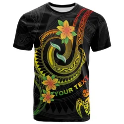 Polynesian Custom Personalised T-Shirt - Reggae Plumeria Flowers with Polynesian Patterns