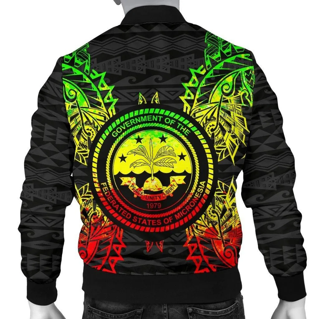 Federated States Of Micronesia Polynesian Mens Bomber Jacket Map Reggae