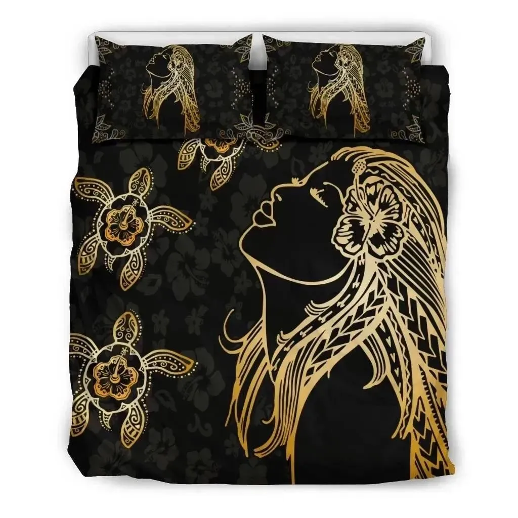 FamilyGater Bedding Set - Cover and Pillow Cases Hawaiian Hula Girl Turtle Hibiscus Polynesian - AH - J1