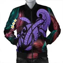 Hawaii Turtle Polynesian Tropical Bomber Jacket - Ghia Style Purple - AH