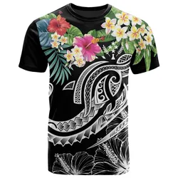 Kosrae Polynesian T-Shirts - Summer Plumeria (Black)