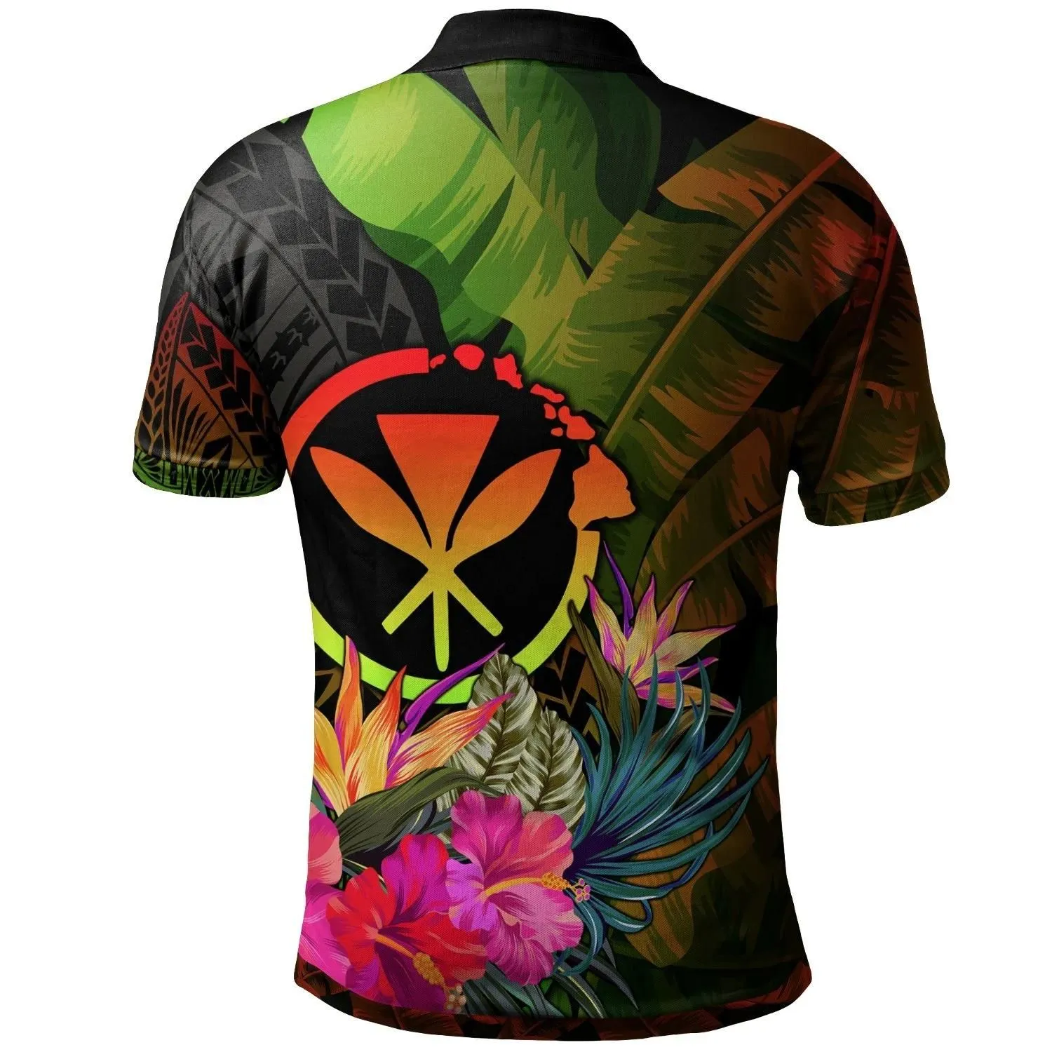Alohawaii Shirt - Polo Shirt Polynesian Hawaii Kanaka Maoli Polynesian Personalised Hibiscus and Banana Leaves - BN15