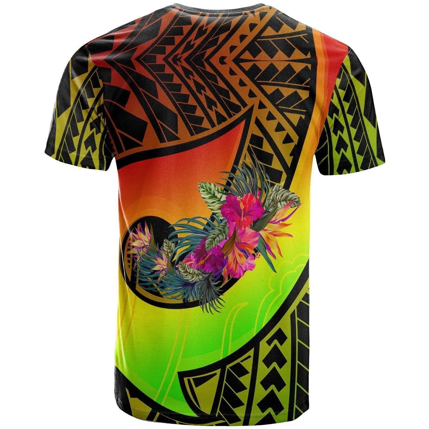 Chuuk T - Shirt - Polynesian Hook And Hibiscus (Raggae)
