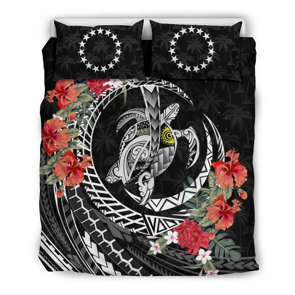 Polynesian Cook Islands Polynesia Map Turtle Hibiscus A Bedding Set Camliep