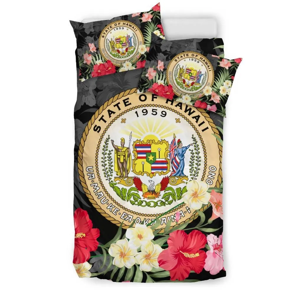 FamilyGater Bedding Set - Cover and Pillow Cases Hawaiian Seal Of Hawaii Hibiscus Polynesian  - AH J0
