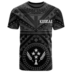 Kosrae T-Shirt - Kosrae Flag In Polynesian Tattoo Style (Black)