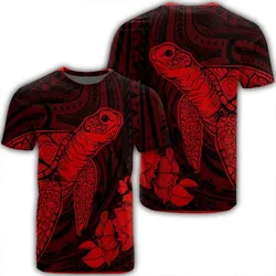 Alohawaii Tee - Hawaiian Hibiscus Memory Turtle Polynesian T-Shirt Red - AH - JR