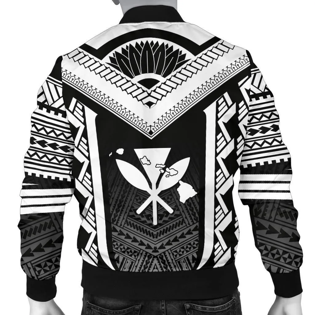 Hawaiian Kanaka Polynesian Mens Bomber Jacket Active White