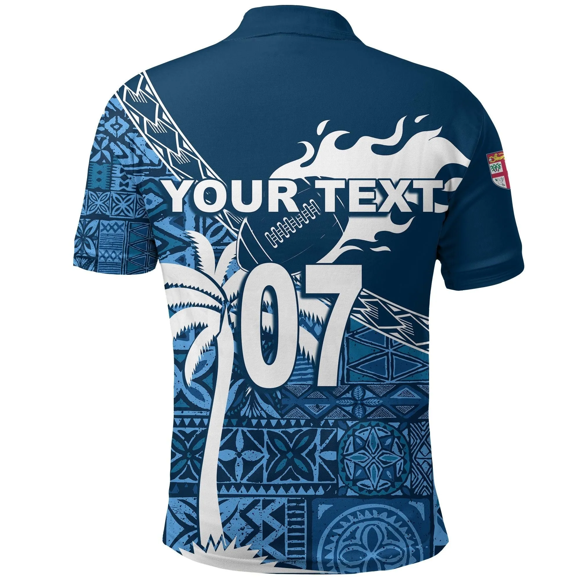 (Custom Personalize) Tapa Pattern with Palm Tree Fiji Rugby Polo Shirt LT7