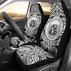 Hawaii Car Seat Covers - Polynesian Tattoo & Coat Of Arm Hawaii