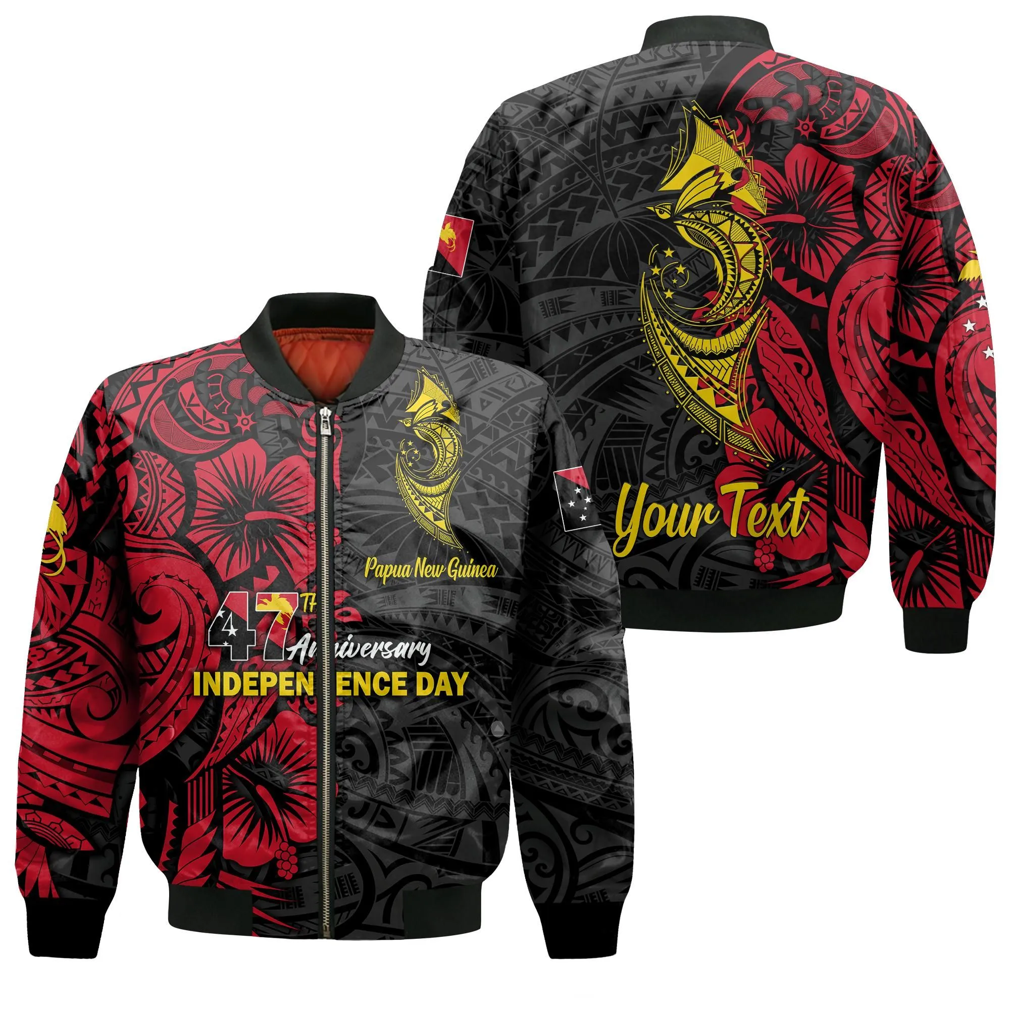 (Custom Personalised) Papua New Guinea 47th Independence Day Bird Of Paradise Bomber Jacket - LT2
