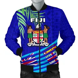 Fiji Men Bomber Jacket Coconut Leaves Rugby Style
