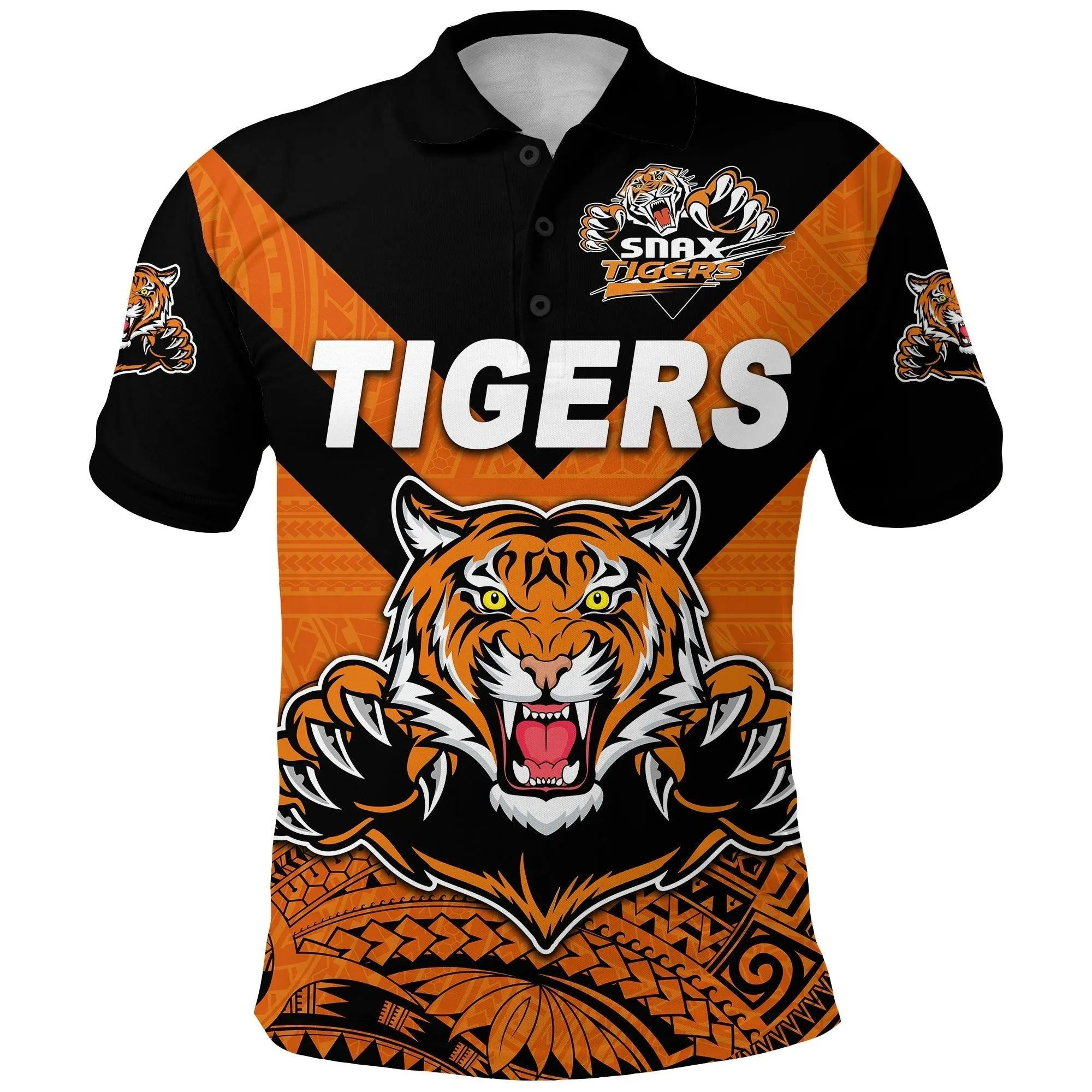 (Custom Personalised) Papua New Guinea Lae Snax Tigers Polo Shirt Rugby Original Style - Orange LT8