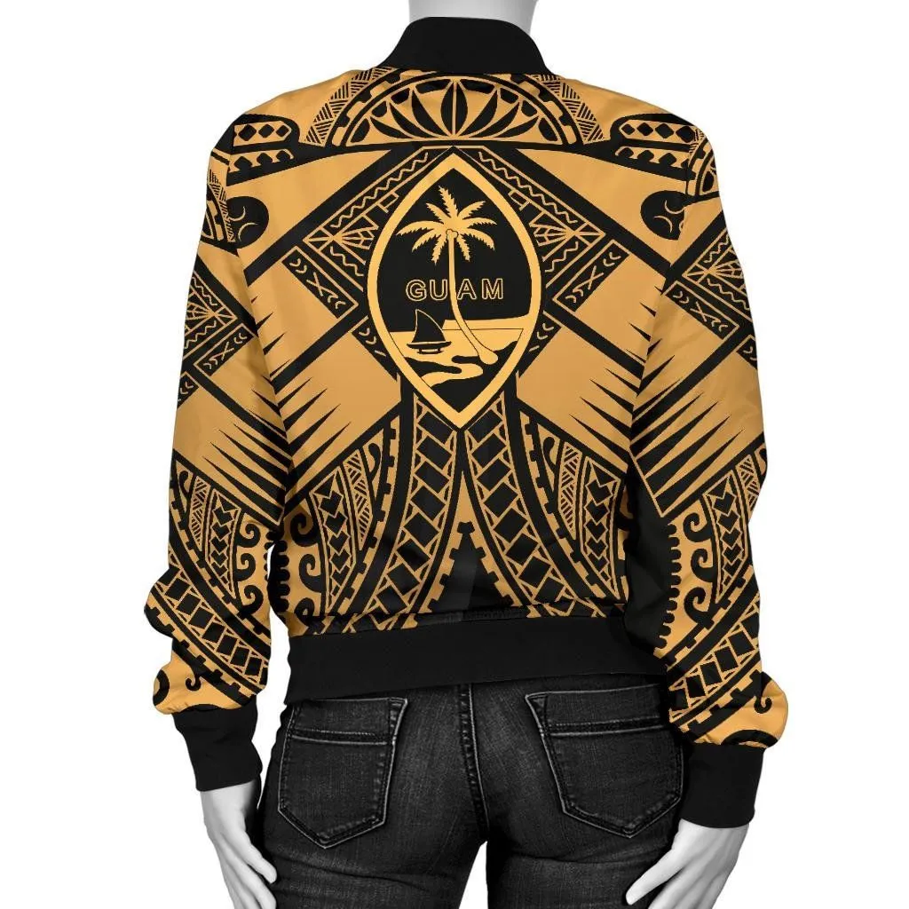 FamilyGater Jacket - Bomber Jacket Guam Polynesian - Guam Gold Seal with Polynesian Tattoo - BN18
