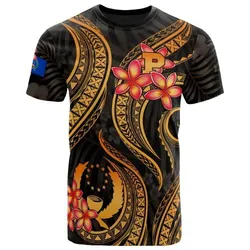Pohnpei Micronesian T shirt - Gold Plumeria