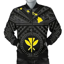 FamilyGater Jacket - Bomber Jacket Hawaii - Hawaii Kanaka Maoli And Map ( Black) - BN25
