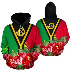 Hoodie Vanuatu Polynesian Flag Hibiscus - Bn39